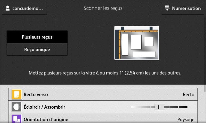 Capture d'écran Concur reçus Capture d'écran Concur reçus