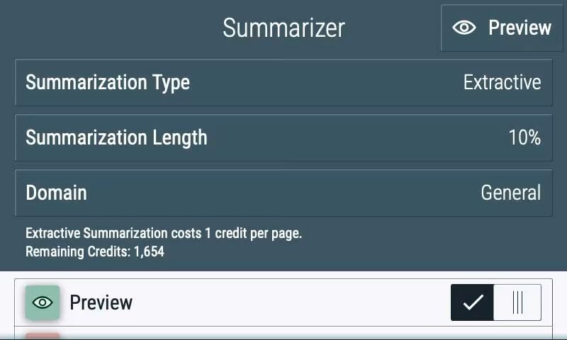 Écran de l'application Xerox® Summarizer Écran de l'application Xerox® Summarizer